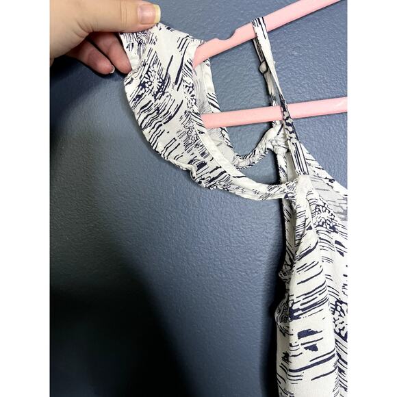 Roxy Wrap Dress Women's Size Large Floral Hawaiian Sundress Preppy Detail Sleeve - Picture 5 of 13